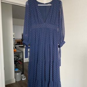 Madewell tie-sleeve tiered midi dress in clipdot